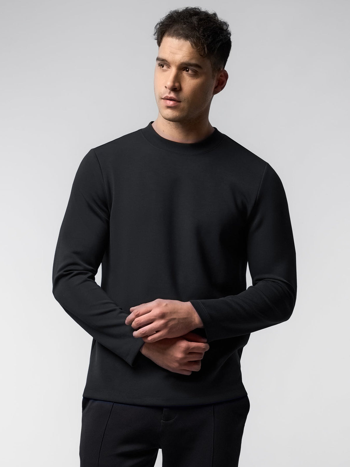 Modal Blend Elbow Patch Long Sleeve Tee:Slim Fit