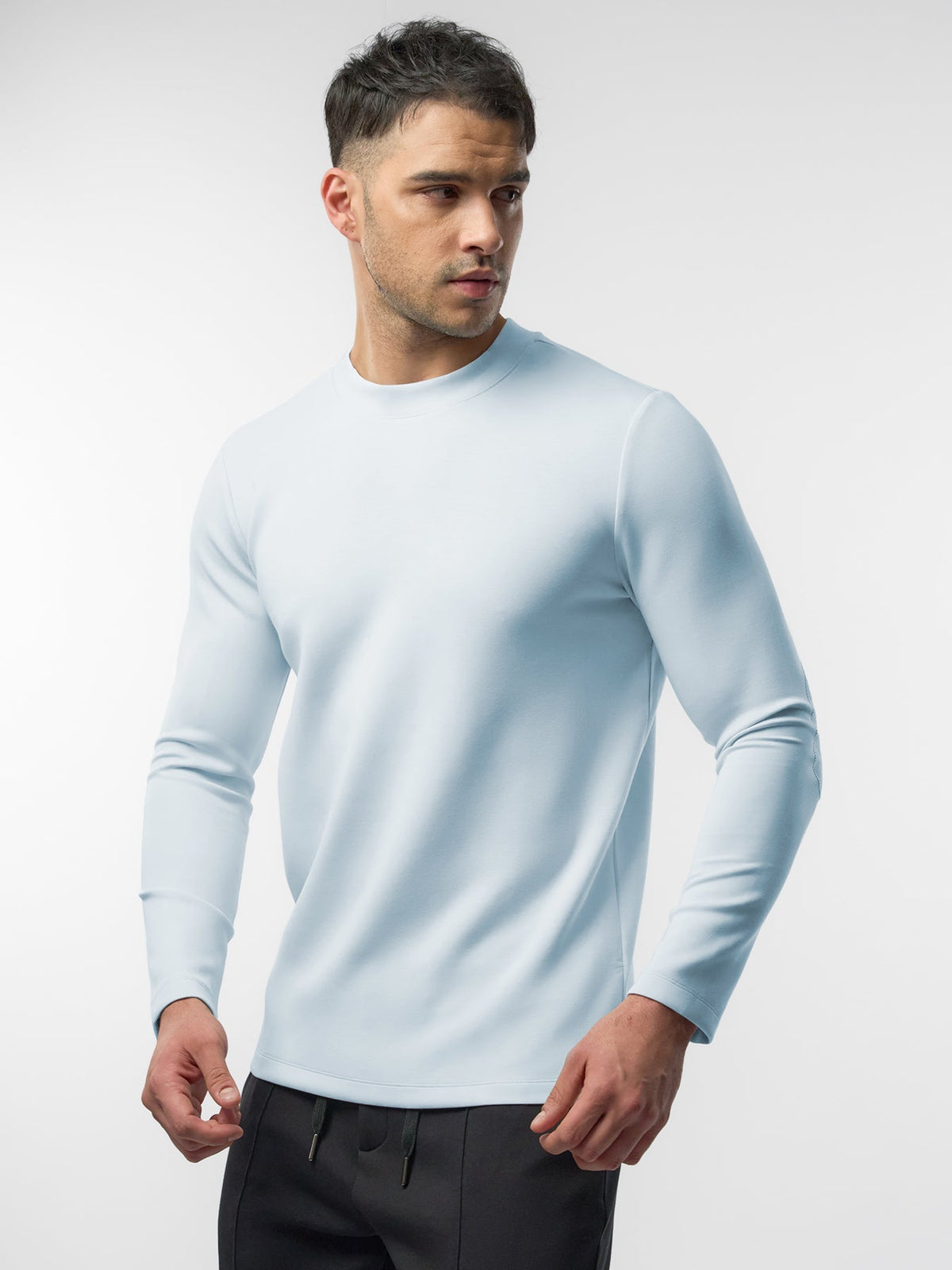 Modal Blend Elbow Patch Long Sleeve Tee:Slim Fit